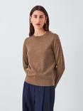 John Lewis Merino Wool Crew Neck Jumper, Tan