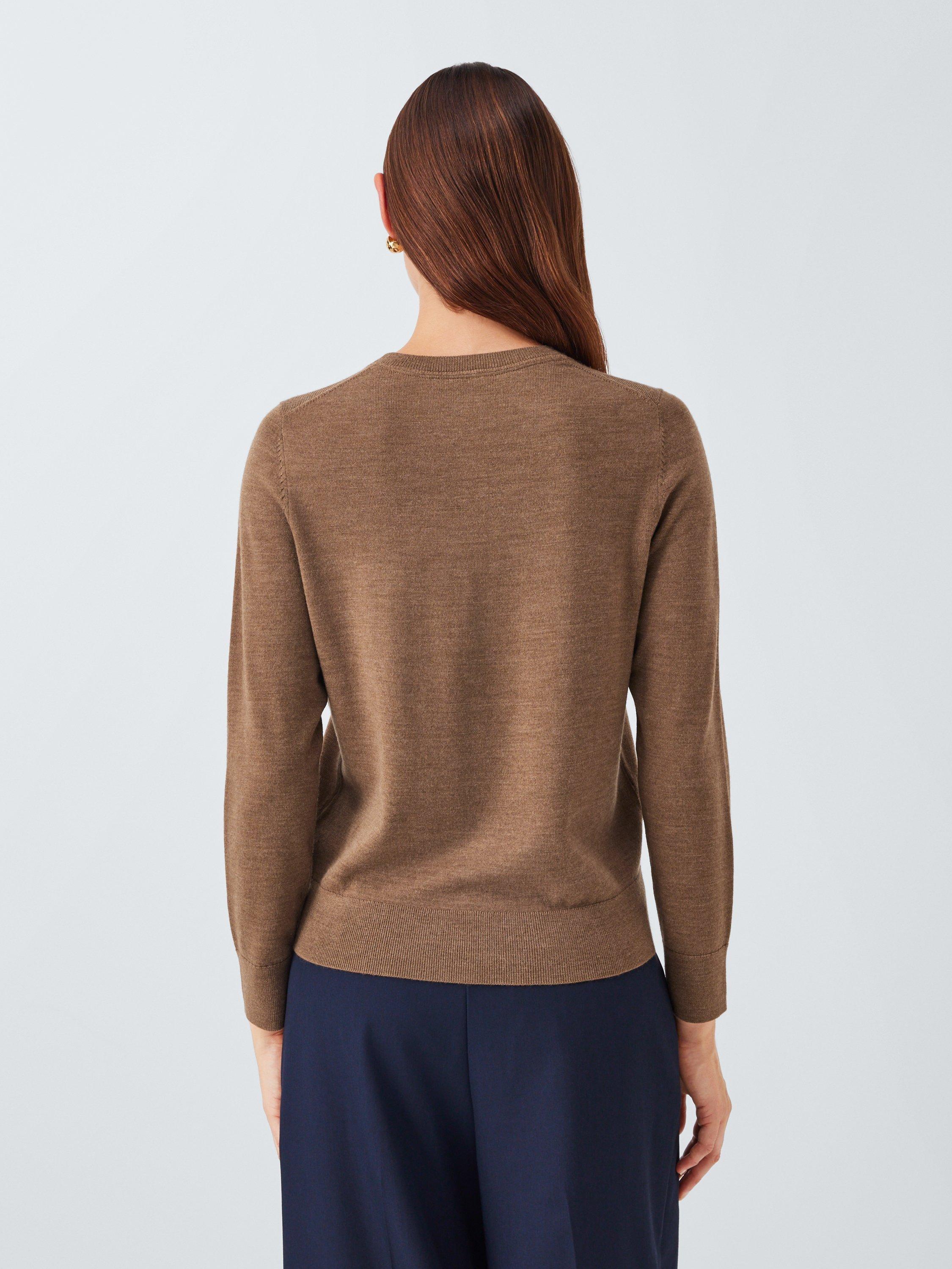 Product image 2 of 6, which shows John Lewis Merino Wool Crew Neck Jumper, Tan, 8