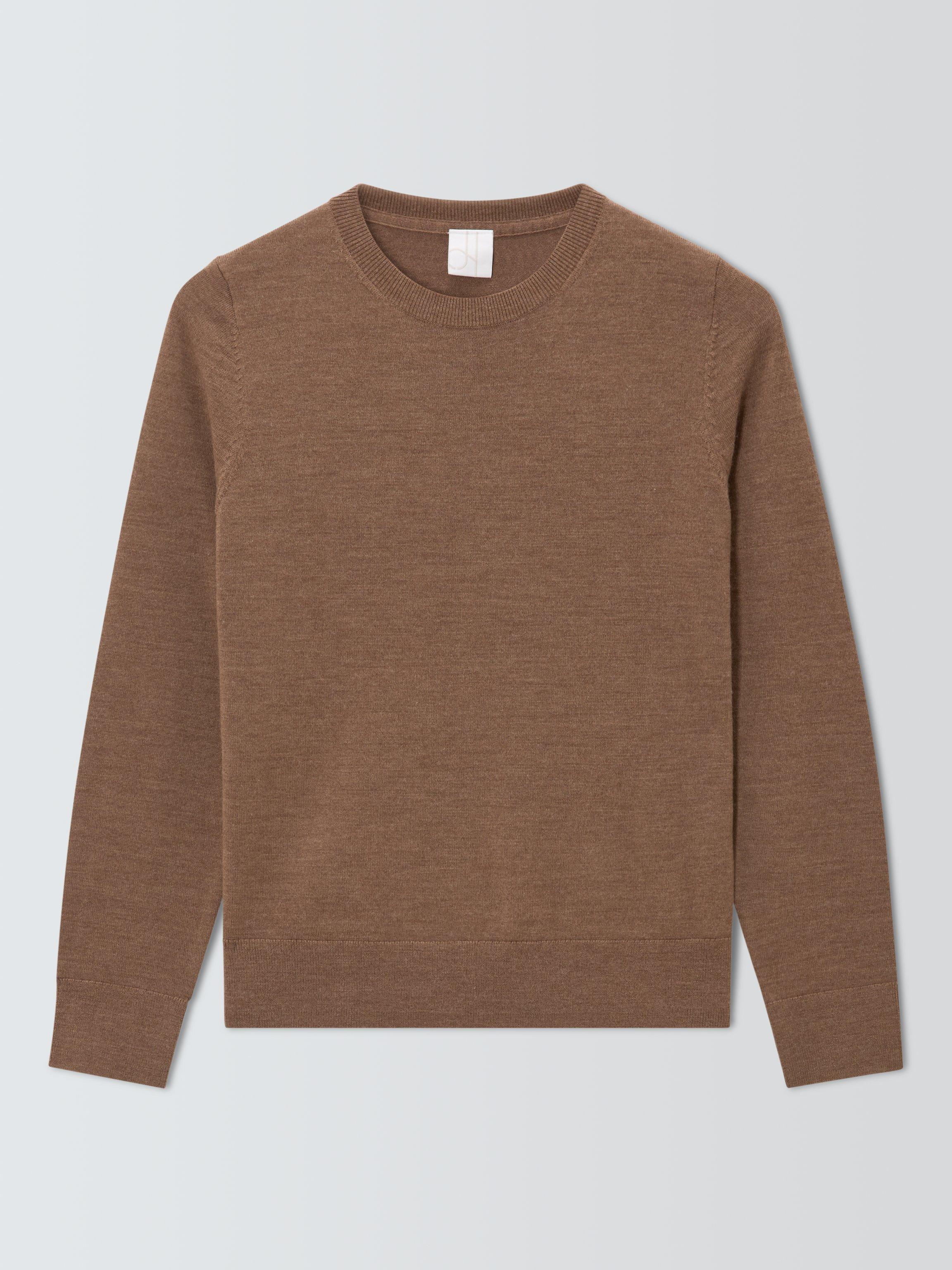 Product image 3 of 6, which shows John Lewis Merino Wool Crew Neck Jumper, Tan, 8