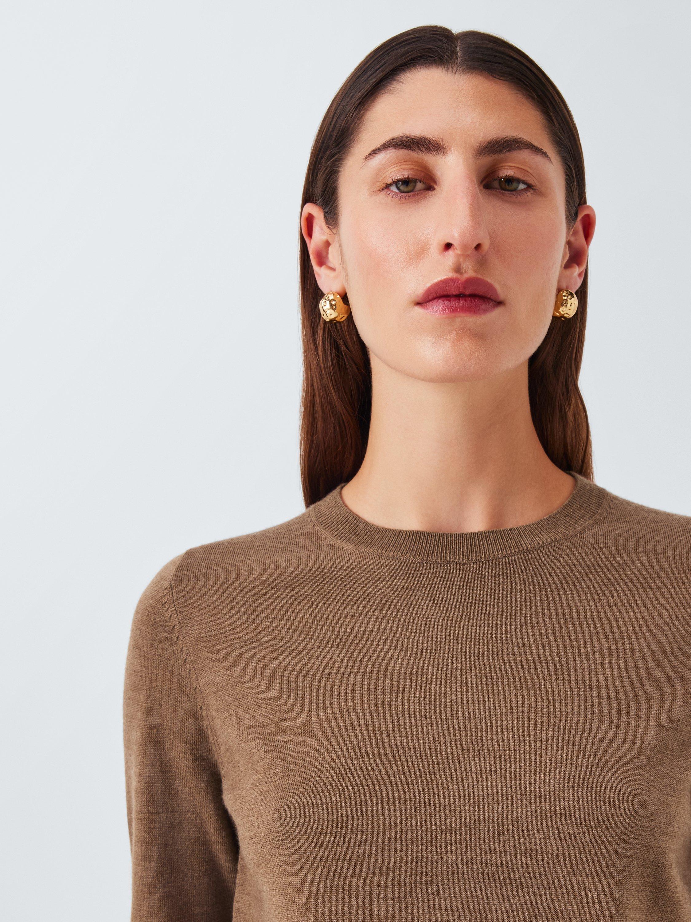 Product image 5 of 6, which shows John Lewis Merino Wool Crew Neck Jumper, Tan, 8