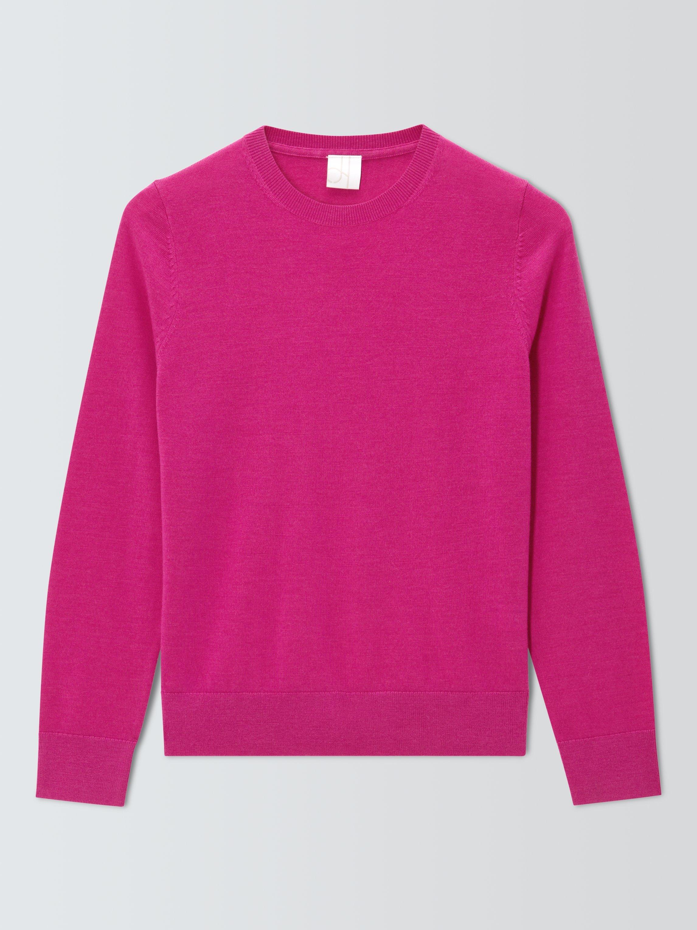 Product image 3 of 6, which shows John Lewis Merino Wool Crew Neck Jumper, Pink, 8
