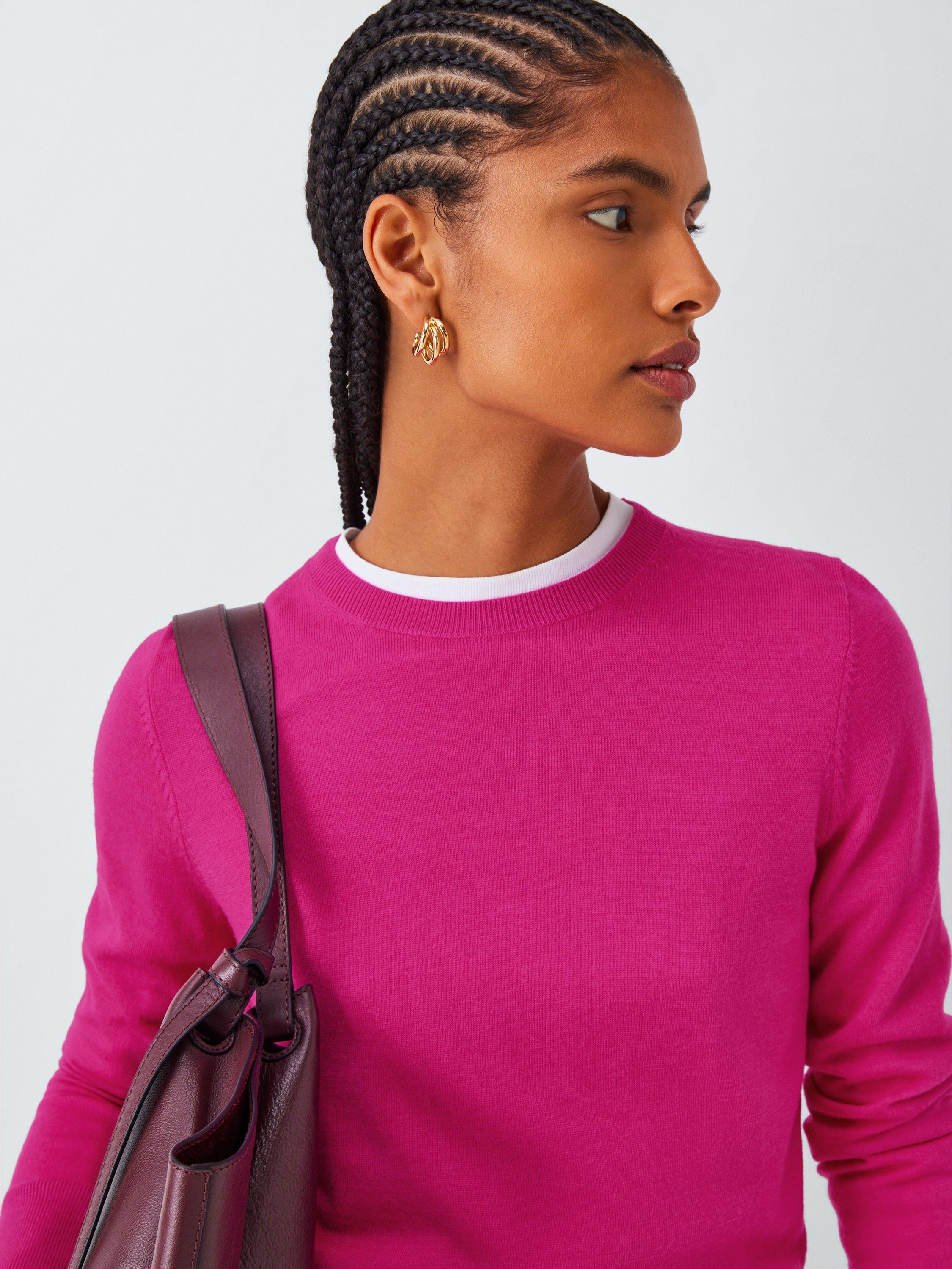 Product image 5 of 6, which shows John Lewis Merino Wool Crew Neck Jumper, Pink, 8