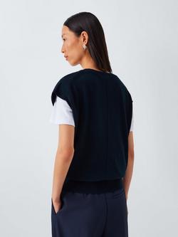 John Lewis V-Neck Merino Wool Sleeveless Jumper - view 2, Navy