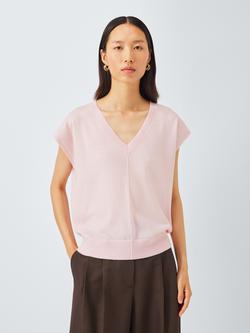 John Lewis V-Neck Merino Wool Sleeveless Jumper, Pink