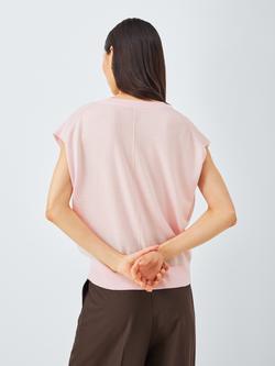 John Lewis V-Neck Merino Wool Sleeveless Jumper - view 2, Pink