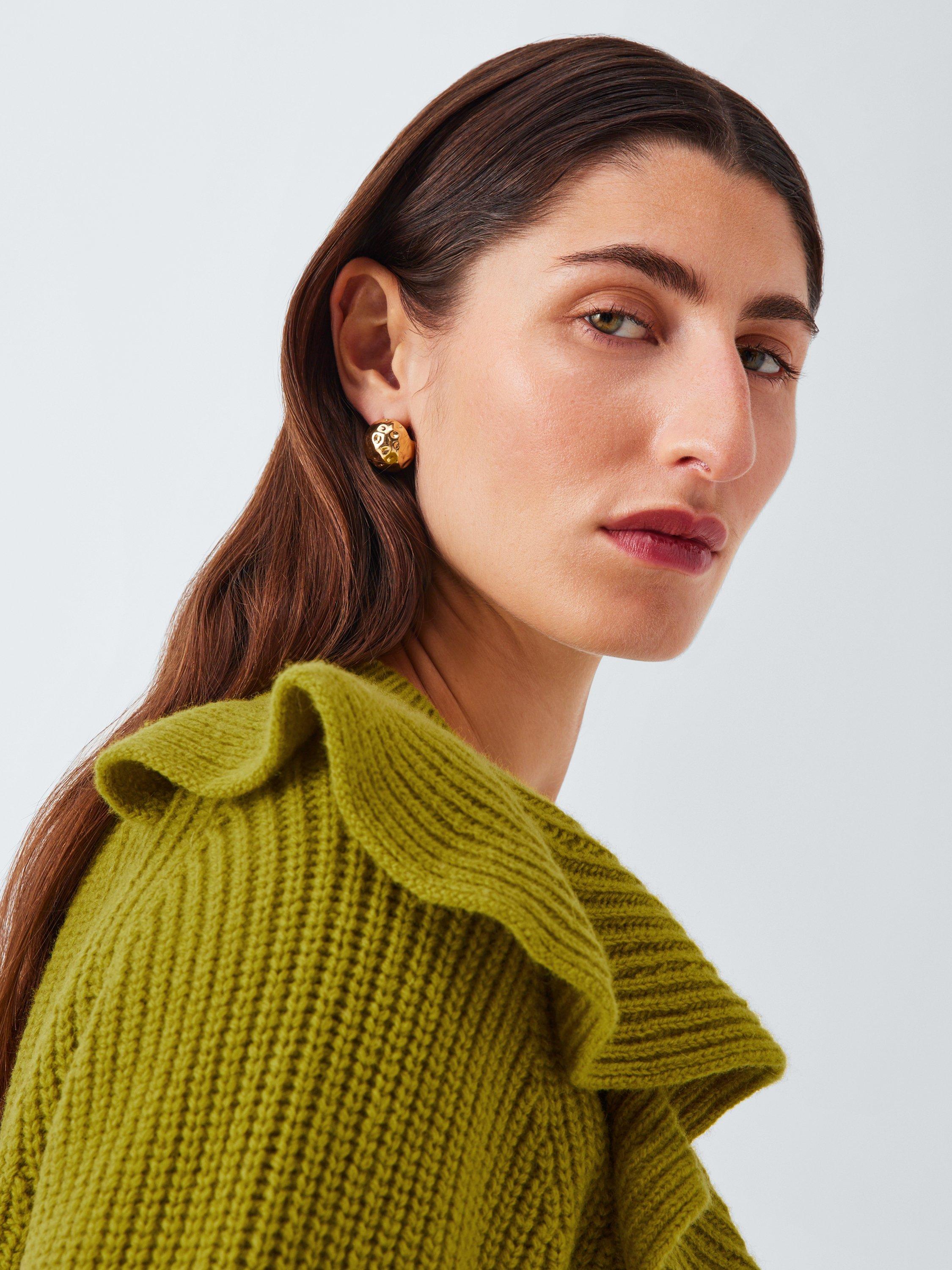 Product image 5 of 6, which shows John Lewis Wool Blend Ruffle Jumper, Olive, XS