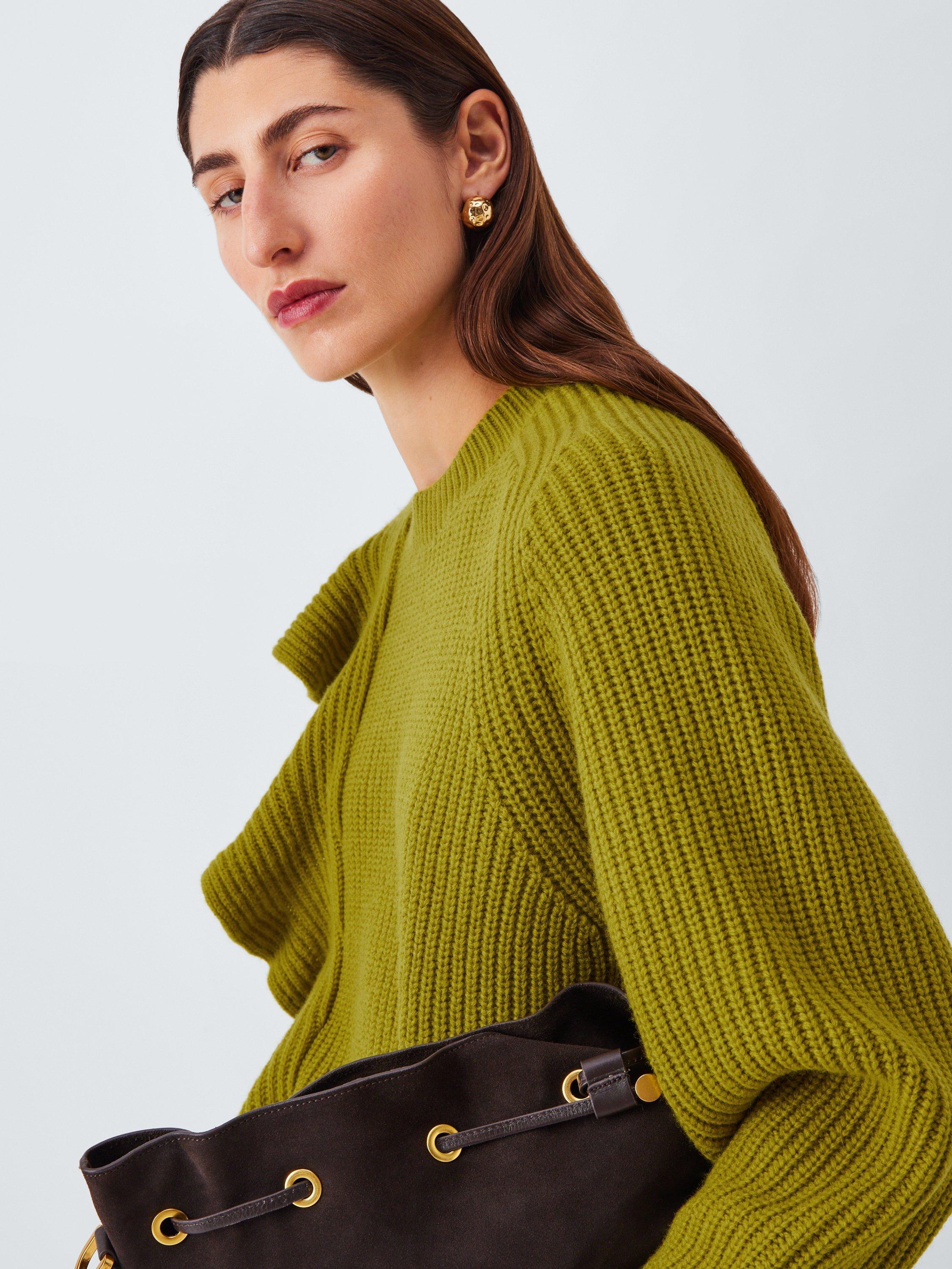 Product image 6 of 6, which shows John Lewis Wool Blend Ruffle Jumper, Olive, XS