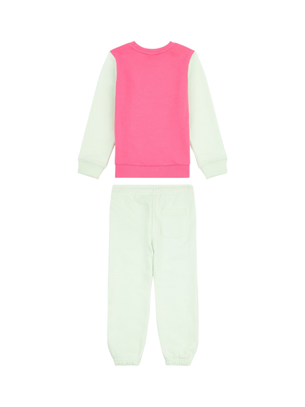 New Balance Kids' Colour Block Crew and Jogger Set, Melon Water - view 2, Melon Water