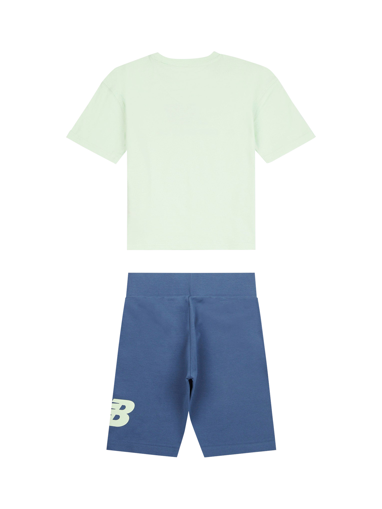 Product image 2 of 5, which shows New Balance Kids' Logo T-Shirt & Cycle Shorts Set, Melon Water, 7-8 years