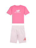 New Balance Kids' Logo T-Shirt & Cycle Shorts Set, Dragon Berry