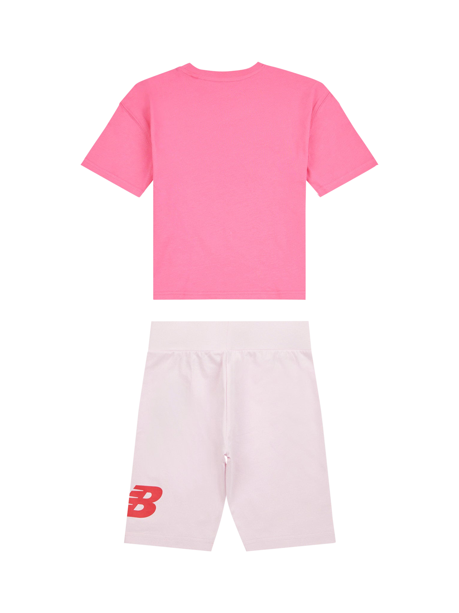 Product image 2 of 4, which shows New Balance Kids' Logo T-Shirt & Cycle Shorts Set, Dragon Berry, 7-8 years