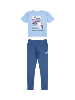New Balance Kids' Greatest Hits Graphic T-Shirt and Leggings Set, Electric Sky, Electric Sky