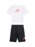 New Balance Kids' Logo T-Shirt & Cycle Shorts Set, Bright White