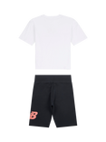 New Balance Kids' Logo T-Shirt & Cycle Shorts Set, Bright White