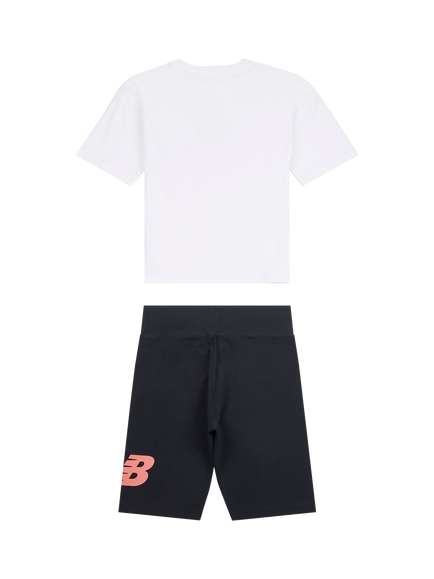New Balance Kids' Logo T-Shirt & Cycle Shorts Set - view 2, Bright White