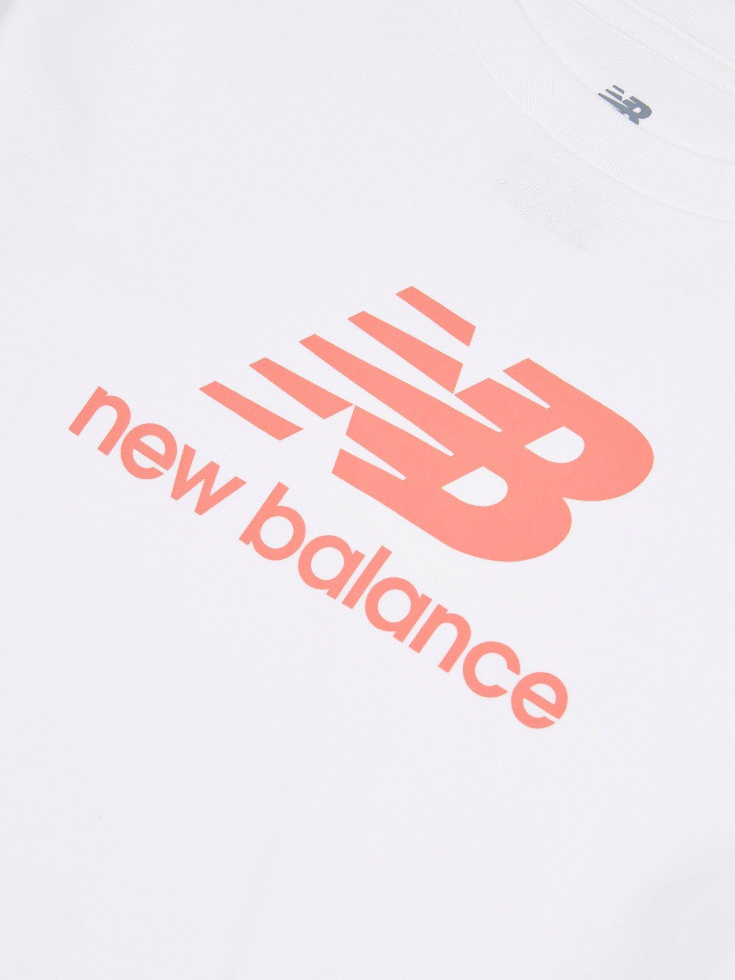 Product image 4 of 5, which shows New Balance Kids' Logo T-Shirt & Cycle Shorts Set, Bright White, 7-8 years
