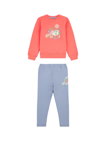 New Balance Kids' Floral Sweatshirt and Leggings Set, Dusk Shower, Dusk Shower