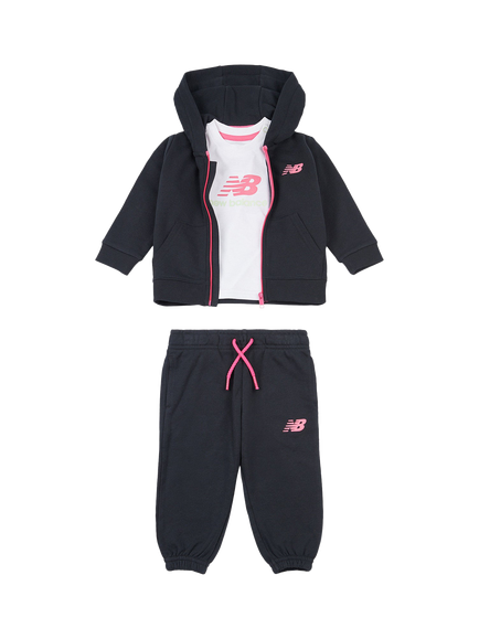 New Balance Kids' Cotton Logo Hoodie, T-Shirt & Shorts Set, Nb Caviar, Nb Caviar