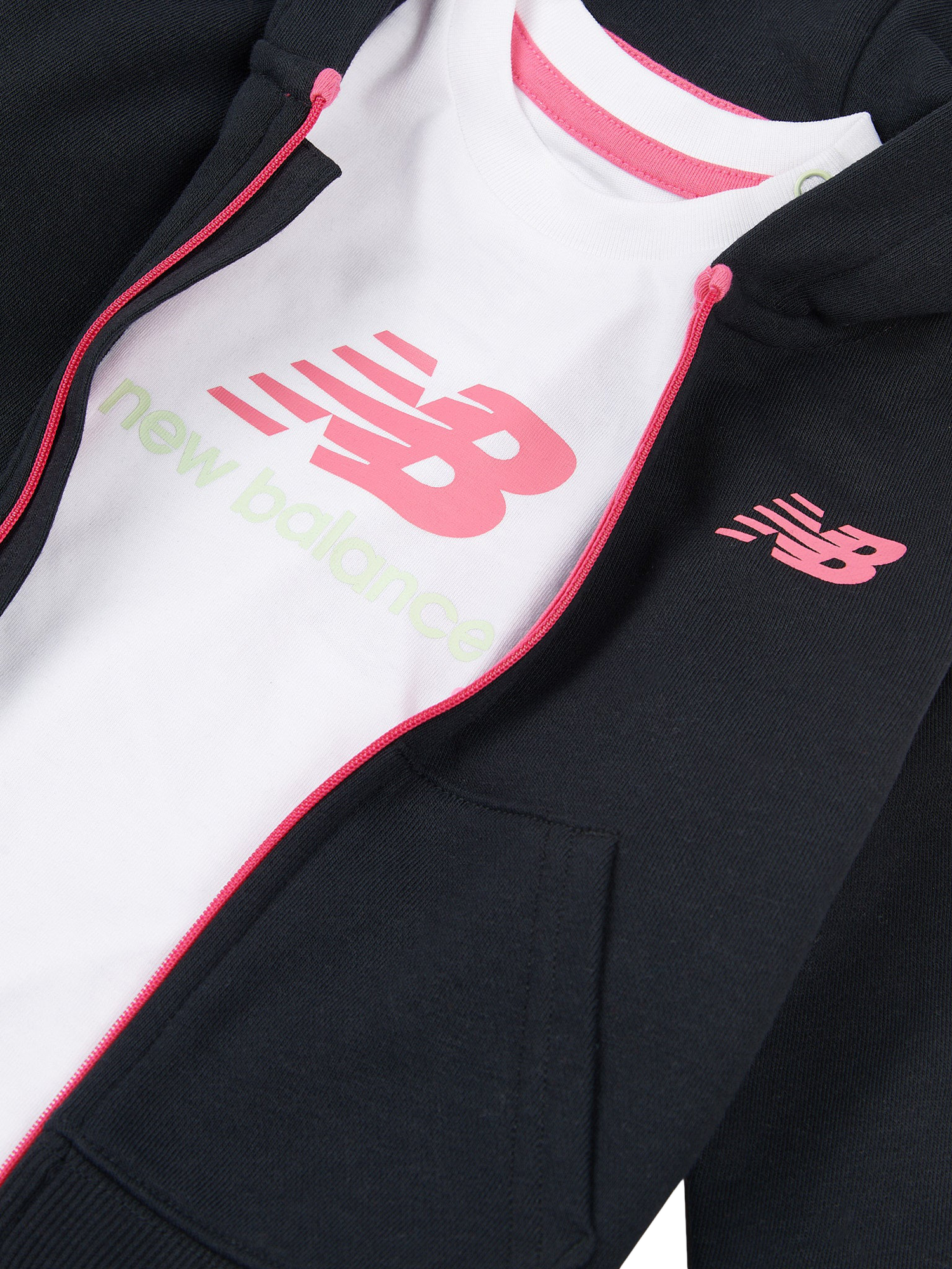 Product image 4 of 5, which shows New Balance Kids' Cotton Logo Hoodie, T-Shirt & Shorts Set , Nb Caviar, 12 months
