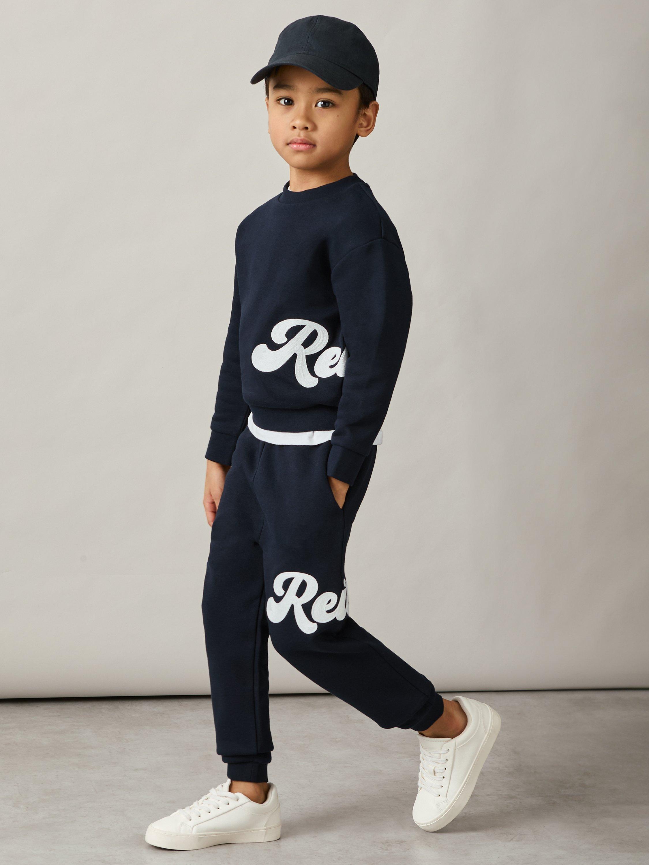 Product image 1 of 4, which shows Reiss Kids' Grover Logo Sweatshirt, Navy, 3-4 years