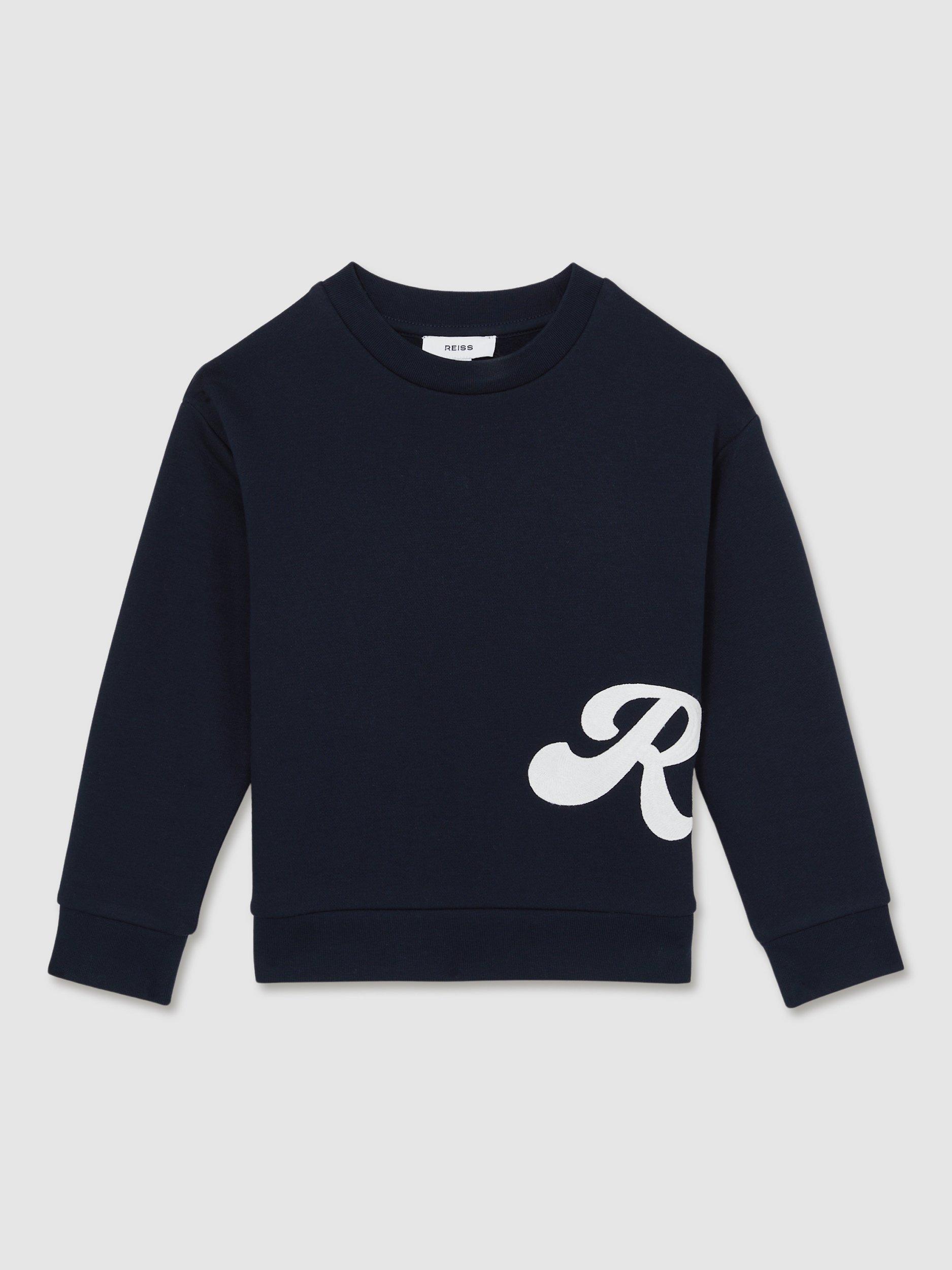Product image 2 of 4, which shows Reiss Kids' Grover Logo Sweatshirt, Navy, 3-4 years