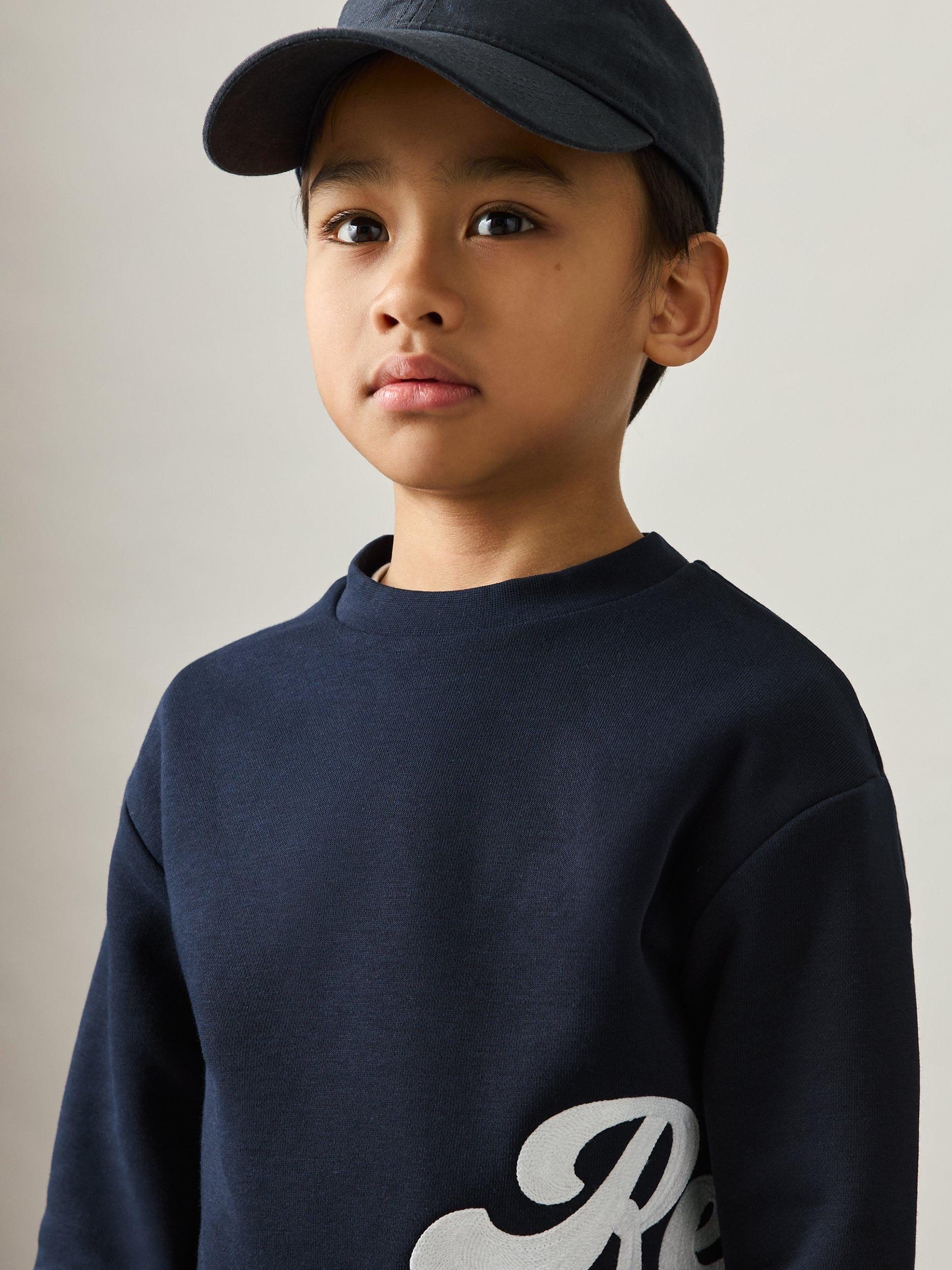 Product image 3 of 4, which shows Reiss Kids' Grover Logo Sweatshirt, Navy, 3-4 years