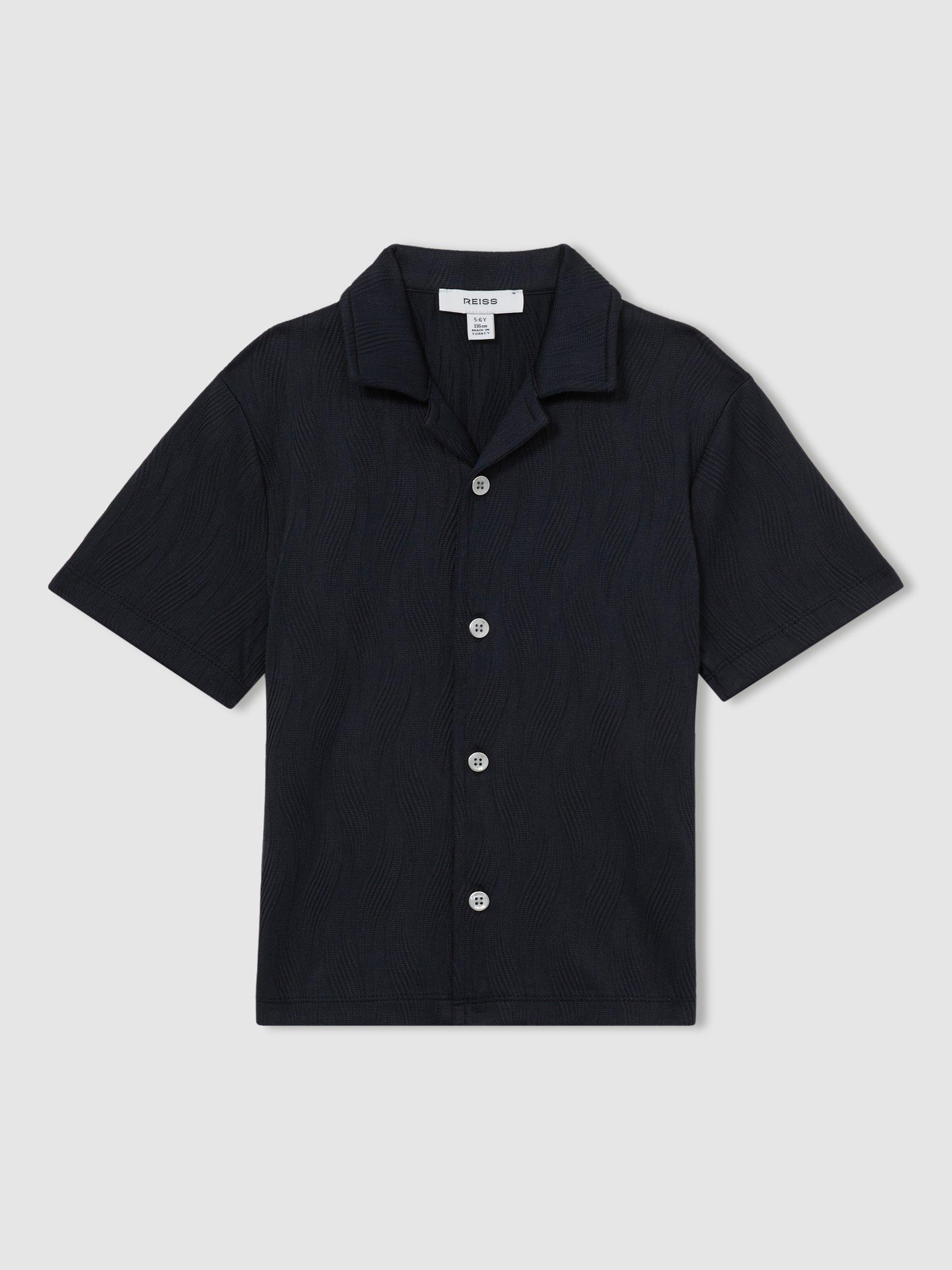 Product image 2 of 4, which shows Reiss Kids' Elio Short Sleeve Shirt, Navy, 6-7 years