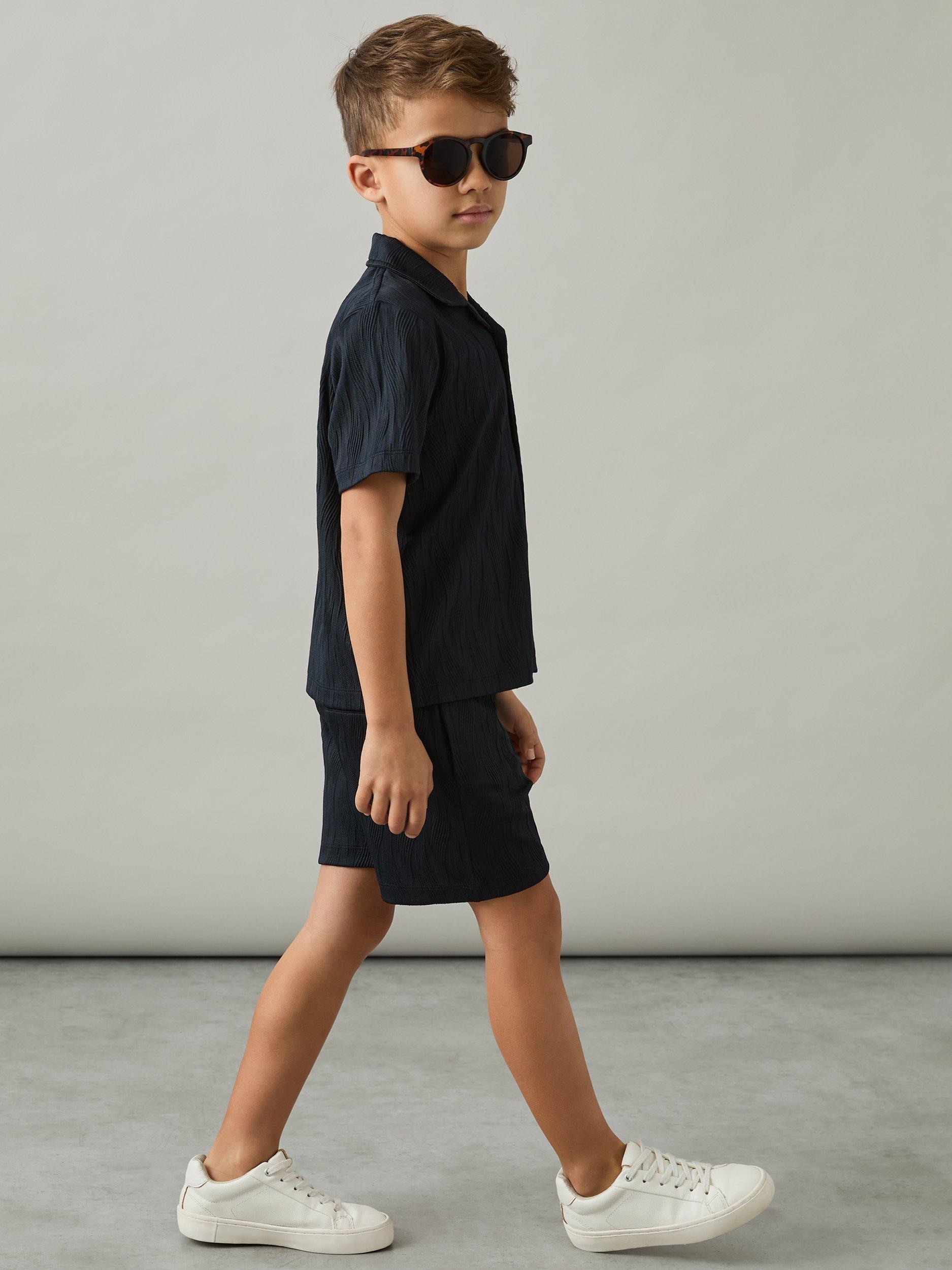 Product image 3 of 4, which shows Reiss Kids' Elio Short Sleeve Shirt, Navy, 6-7 years