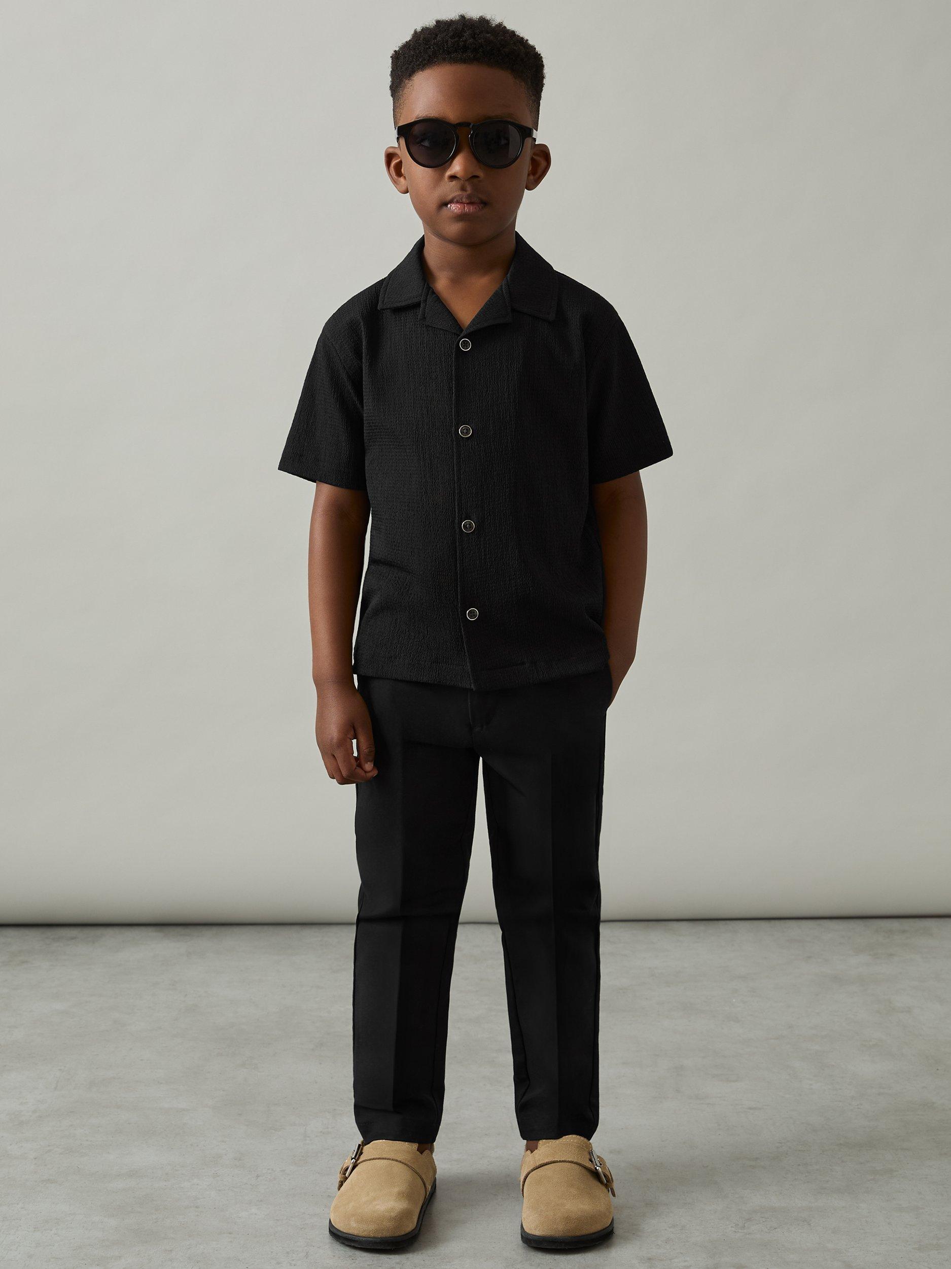 Product image 1 of 4, which shows Reiss Kids' Hunt Shirt, Black, 3-4 years