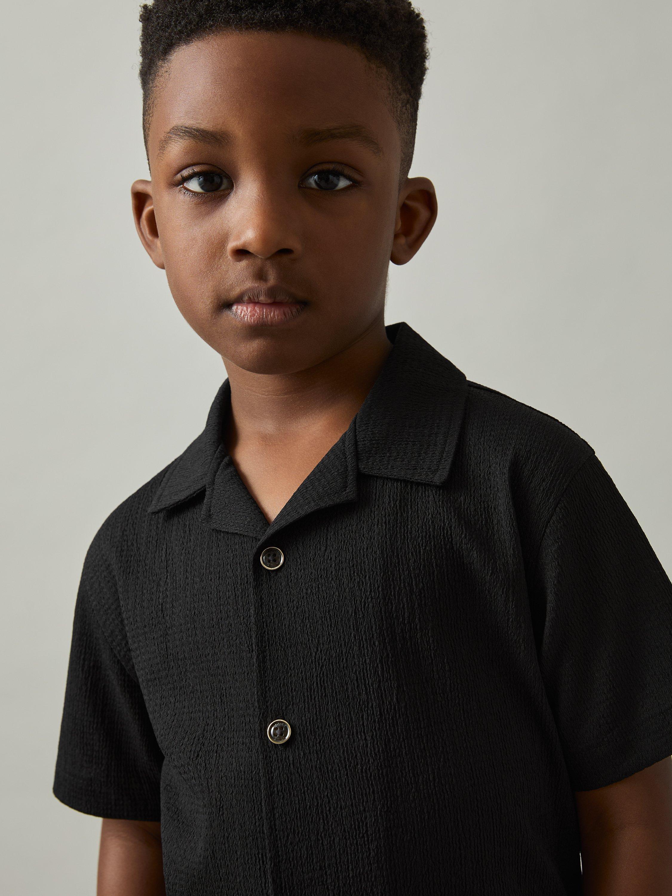 Product image 3 of 4, which shows Reiss Kids' Hunt Shirt, Black, 3-4 years