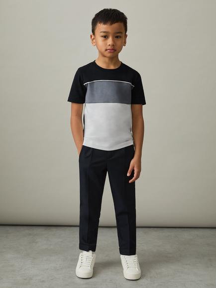 Reiss Kids' Cole Colour Block T-Shirt, Airforce Blue Multi