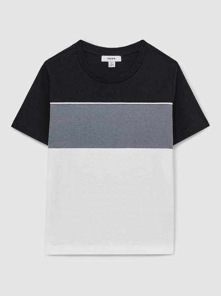 Reiss Kids' Cole Colour Block T-Shirt - view 2, Airforce Blue Multi