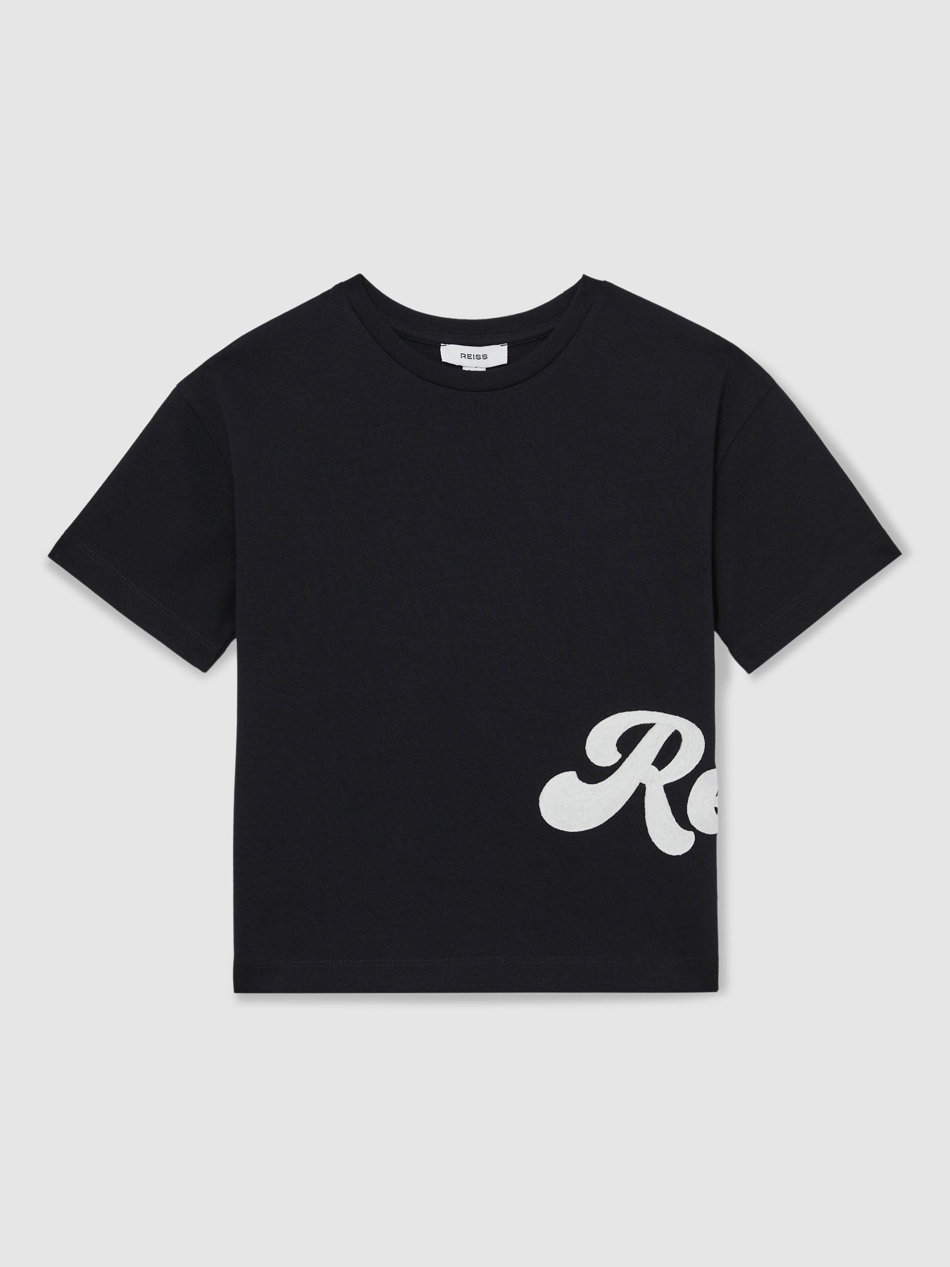 Product image 2 of 4, which shows Reiss Kids' Freddie Logo T-Shirt, Navy, 3-4 years