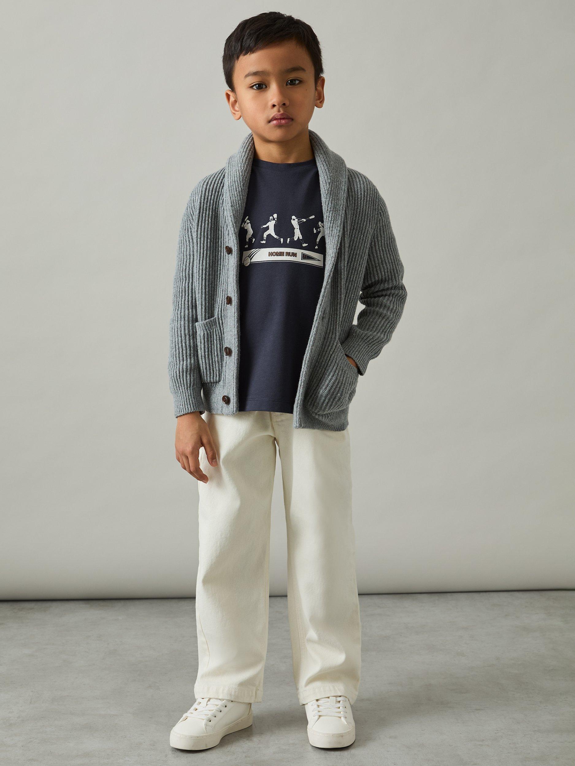 Product image 2 of 4, which shows Reiss Kids' Kolby Baseball Graphic T-Shirt, Petrol Blue, 3-4 years