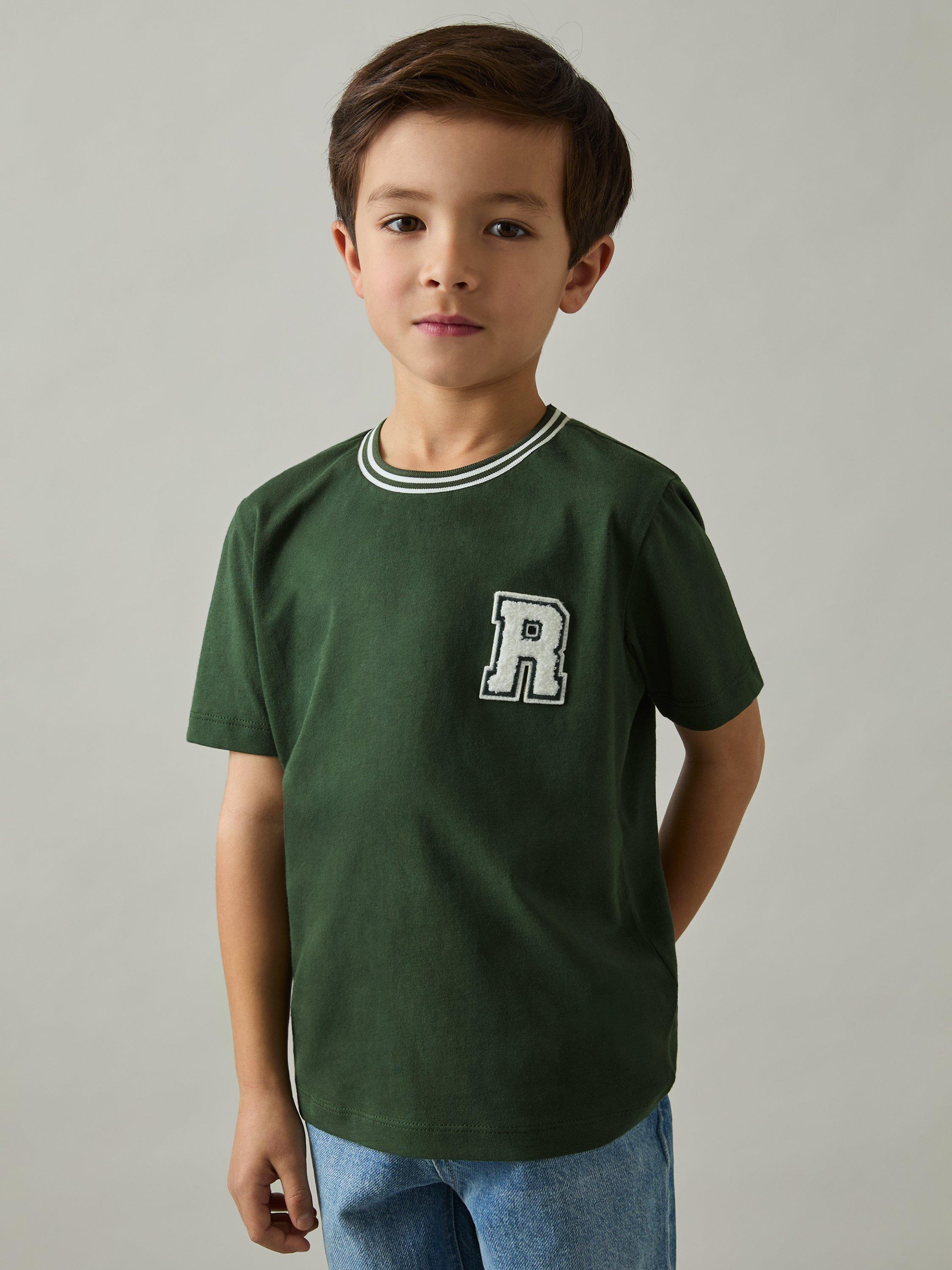 Reiss Kids' Palmers Logo T-Shirt, Green
