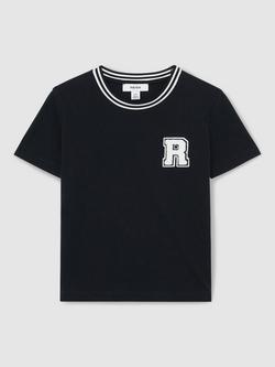 Reiss Kids' Palmers Logo T-Shirt, Navy - view 2, Navy