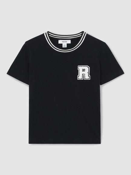Reiss Kids' Palmers Logo T-Shirt, Navy - view 2, Navy