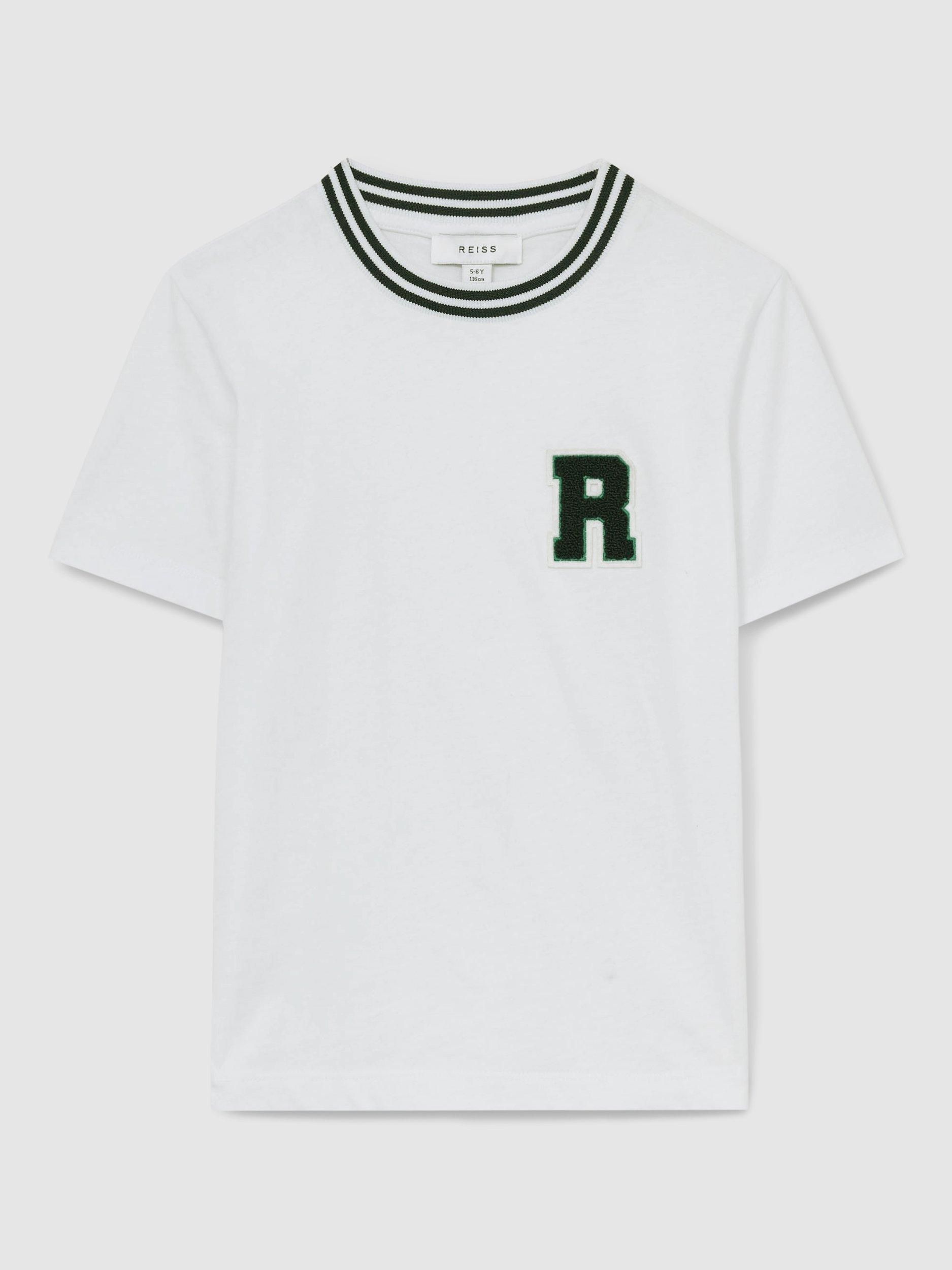 Product image 1 of 4, which shows Reiss Kids' Palmers Logo T-Shirt, White, 3-4 years