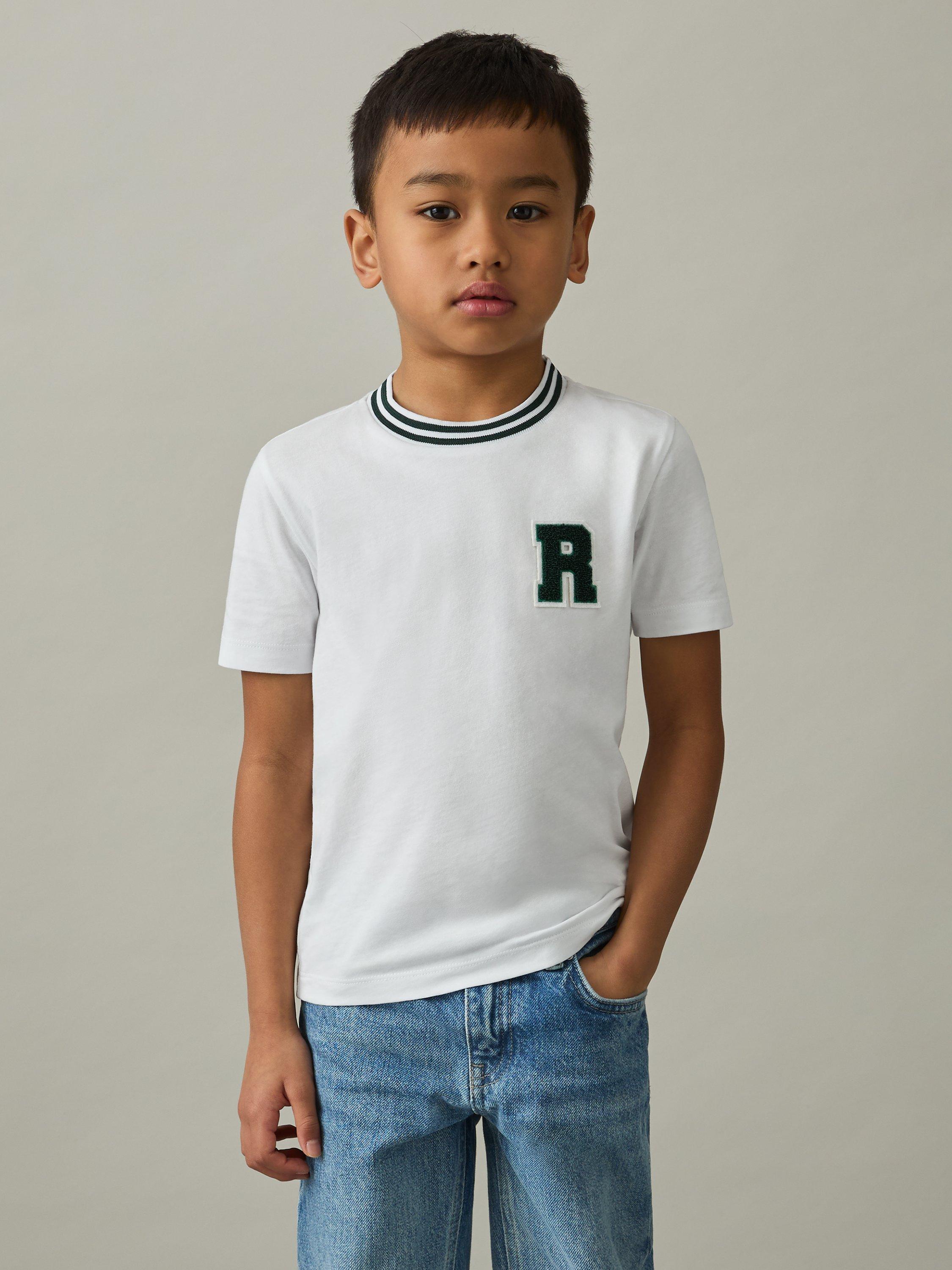 Product image 2 of 4, which shows Reiss Kids' Palmers Logo T-Shirt, White, 3-4 years