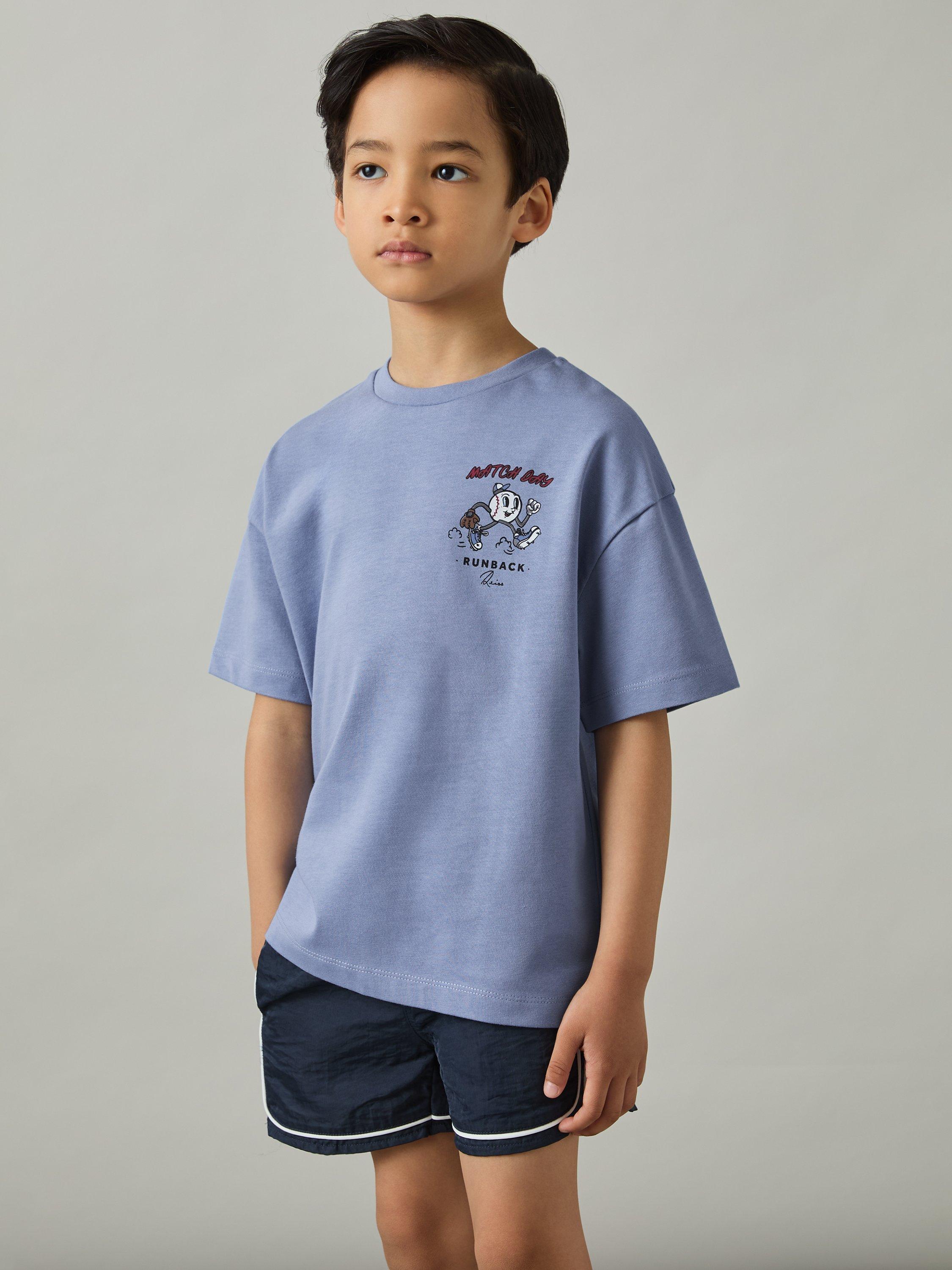 Reiss Kids' Young Graphic T-Shirt, Airforce Blue