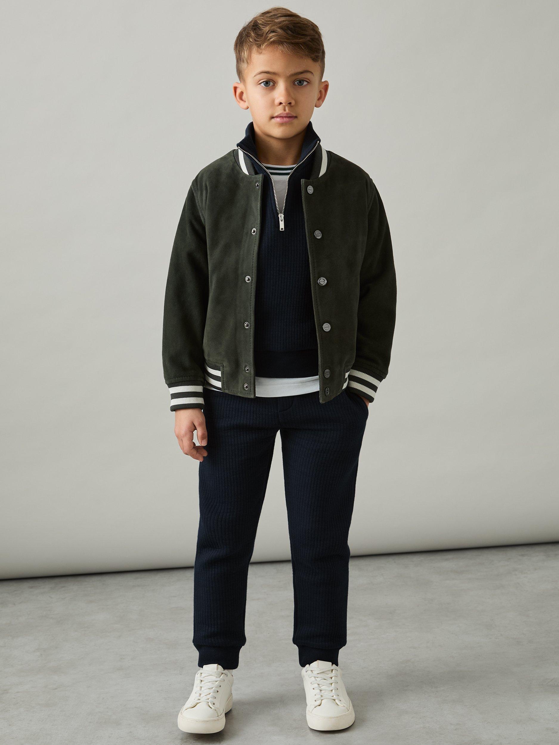 Product image 1 of 4, which shows Reiss Kids' Bow Joggers, Navy, 6-7 years