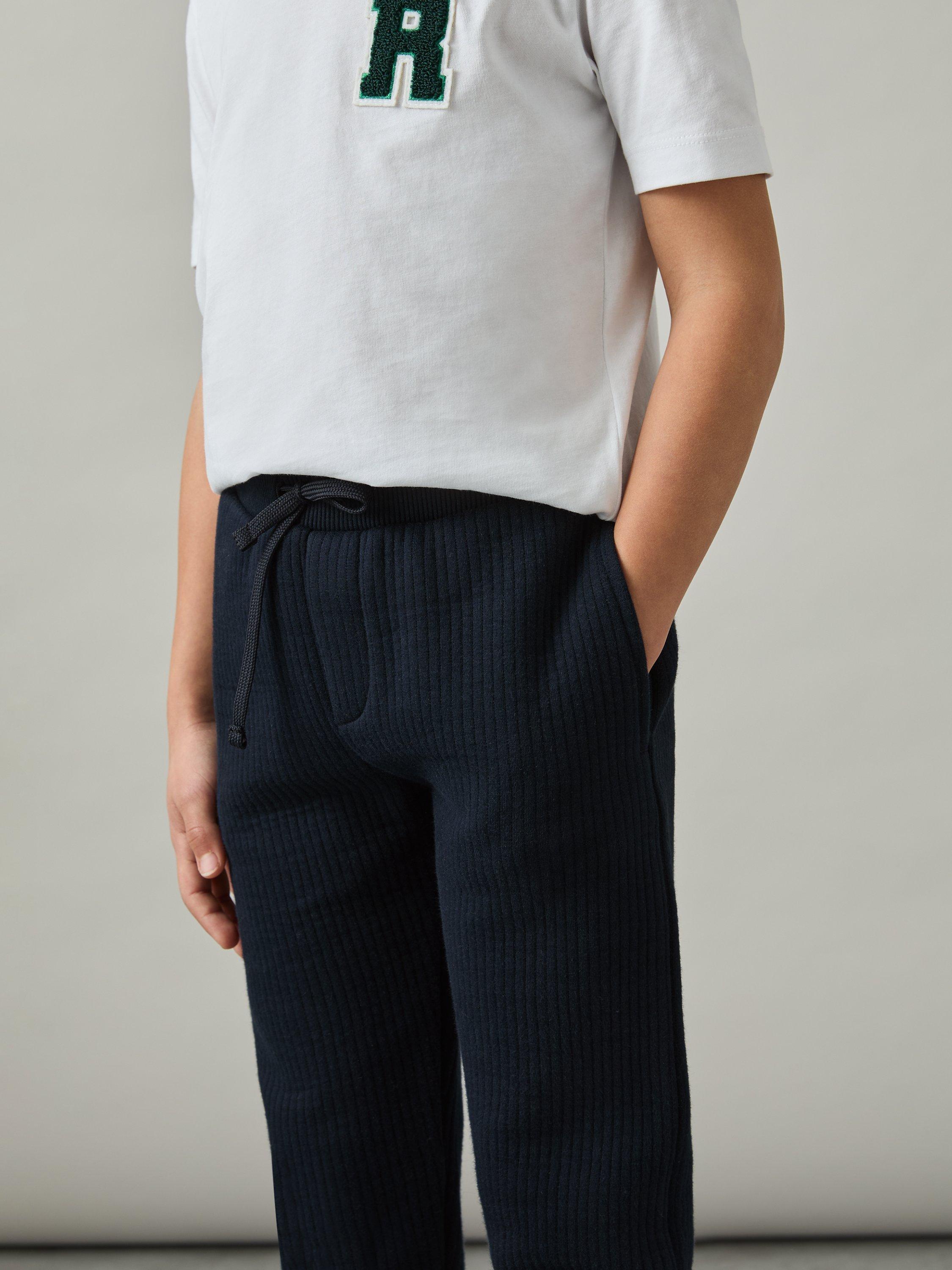 Product image 3 of 4, which shows Reiss Kids' Bow Joggers, Navy, 6-7 years