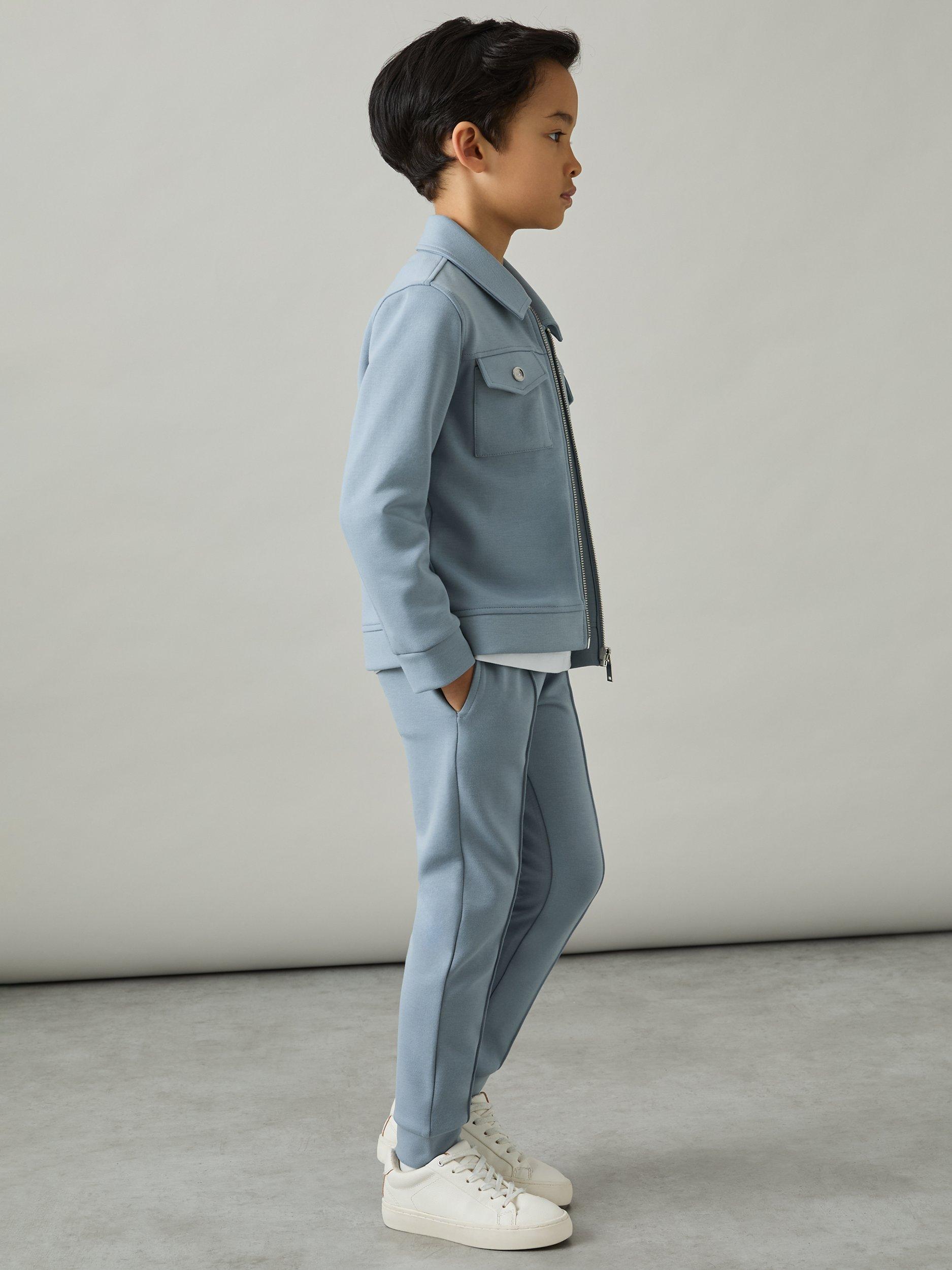Product image 3 of 4, which shows Reiss Kids' Premier Joggers, Denim Blue, 3-4 years