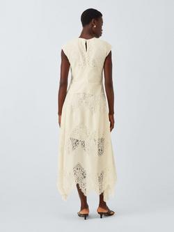 John Lewis Sleeveless Cotton Blend Lace Midi Dress, Ecru - view 2, Ecru
