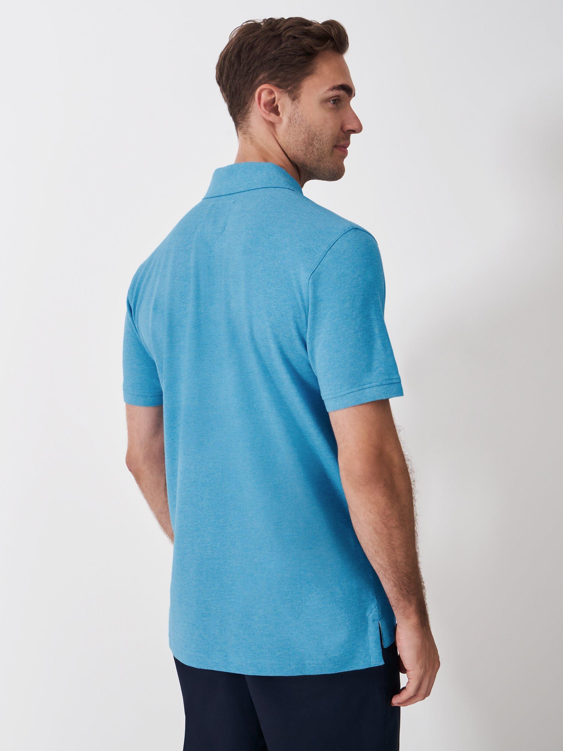 Product image 3 of 5, which shows Crew Clothing Cotton Regular Fit Short Sleeve Polo Shirt, Aqua Blue, L