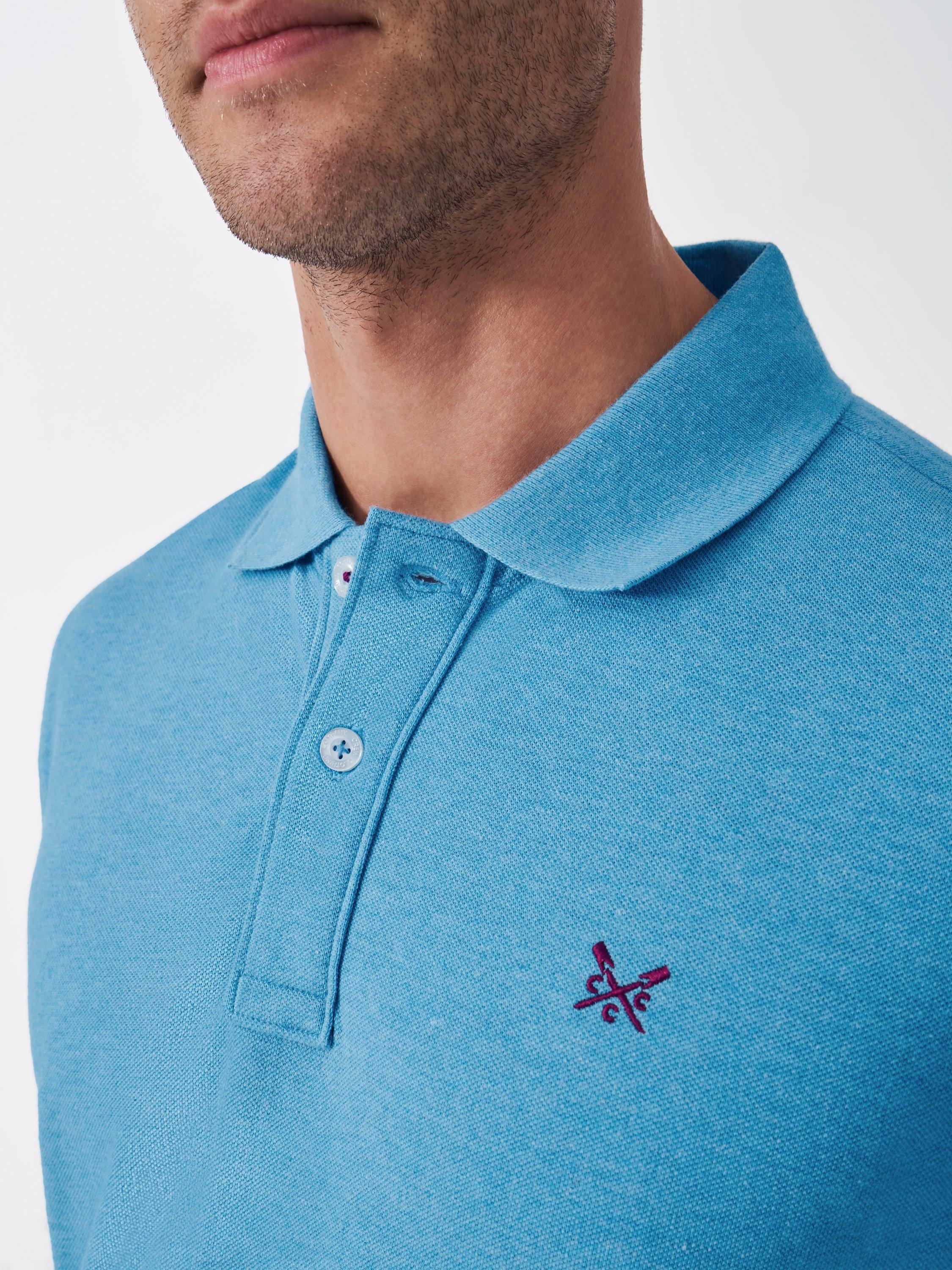 Product image 4 of 5, which shows Crew Clothing Cotton Regular Fit Short Sleeve Polo Shirt, Aqua Blue, L