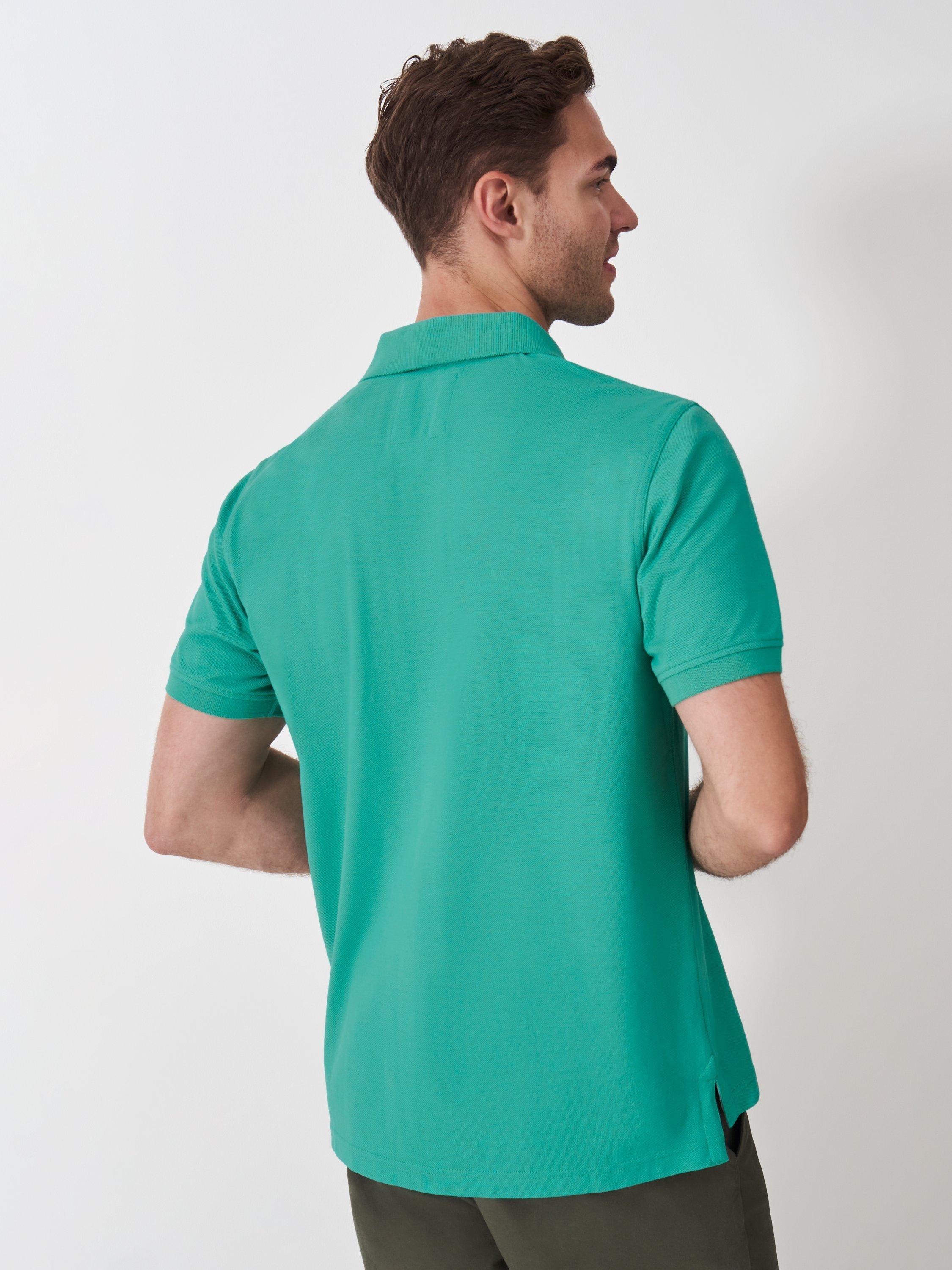 Product image 3 of 5, which shows Crew Clothing Cotton Regular Fit Short Sleeve Polo Shirt, Turquoise Blue, L