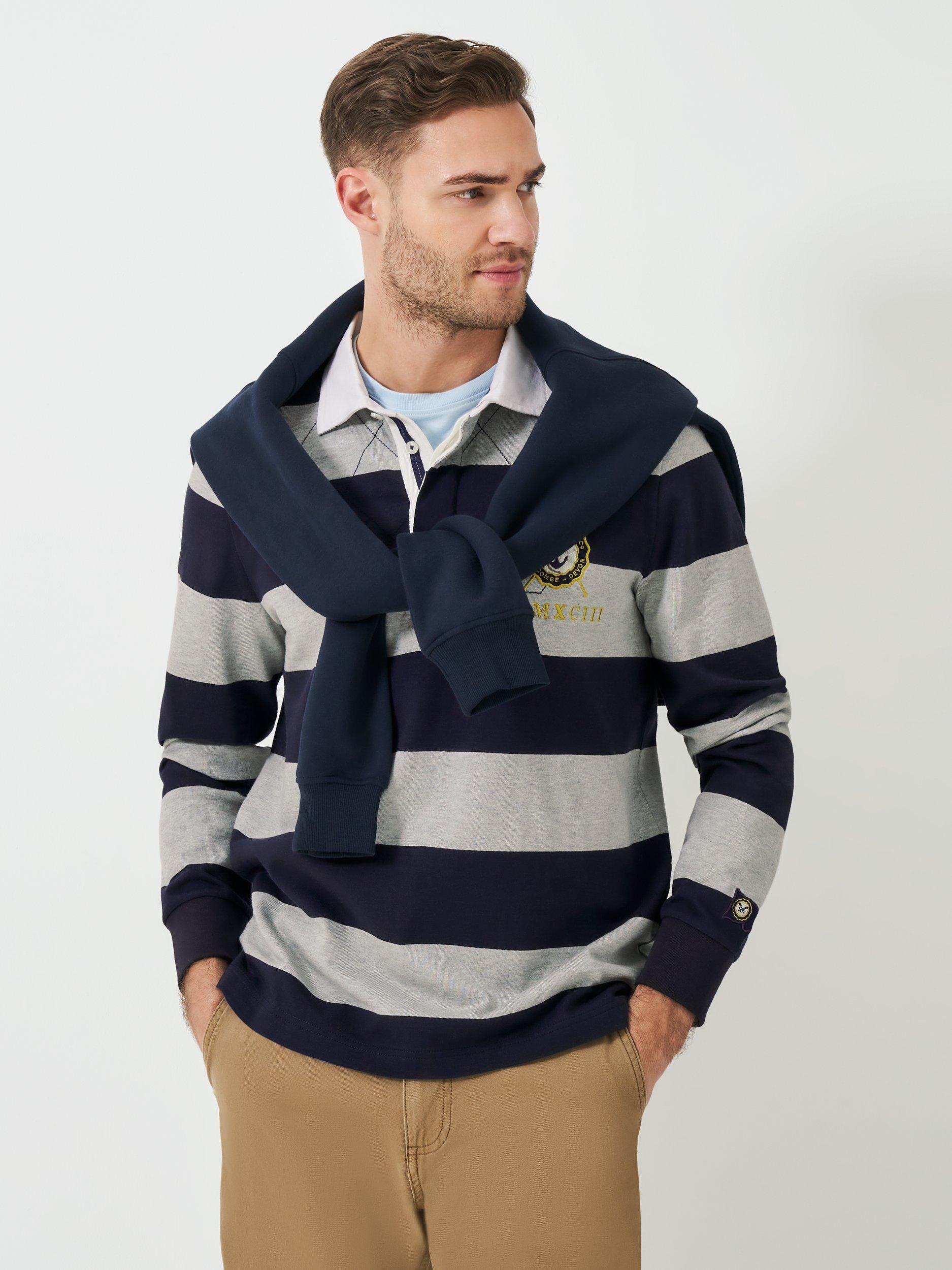 Product image 2 of 6, which shows Crew Clothing Callington Rugby Shirt, Navy, L