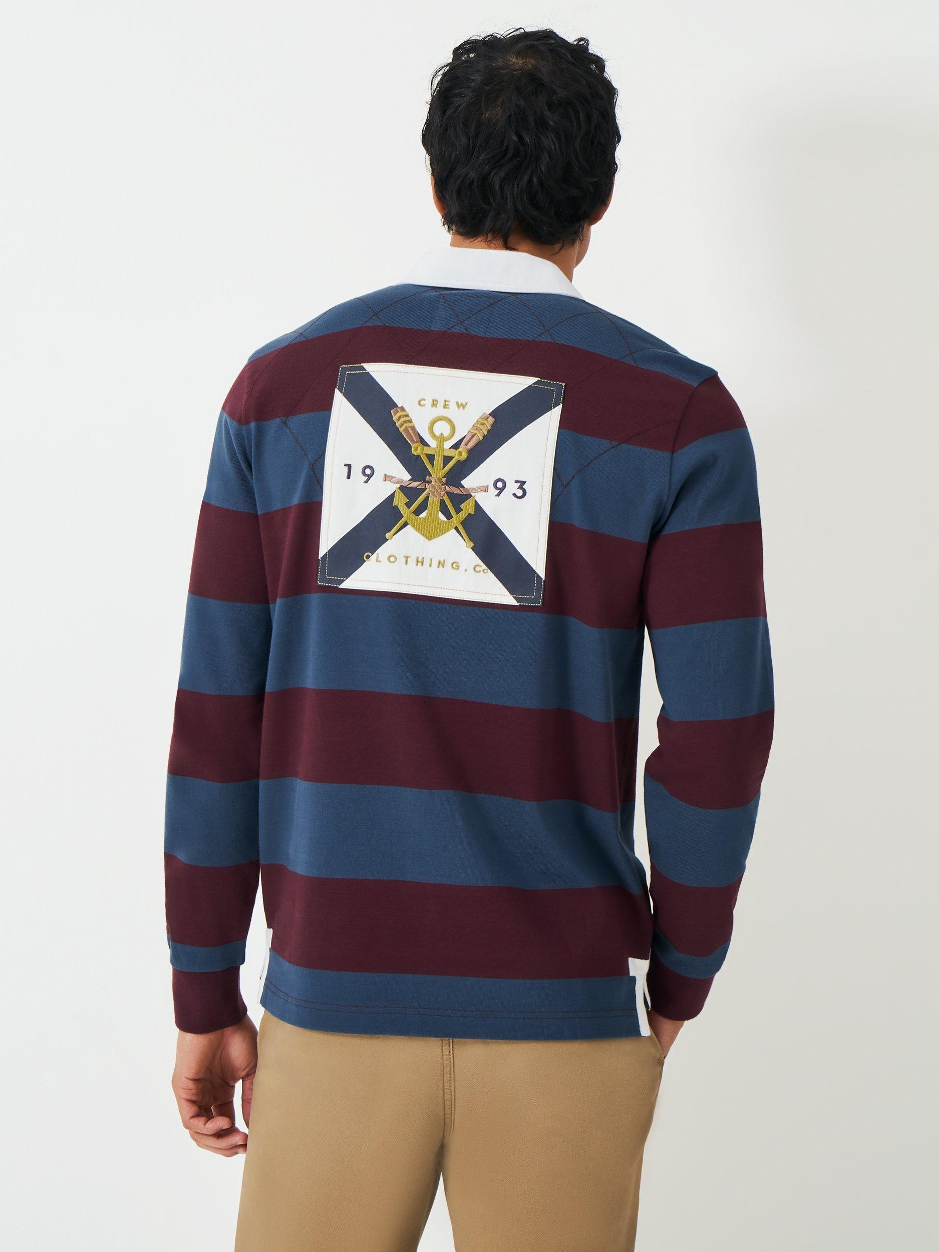 Product image 2 of 7, which shows Crew Clothing Callington Rugby Shirt, Blue, L