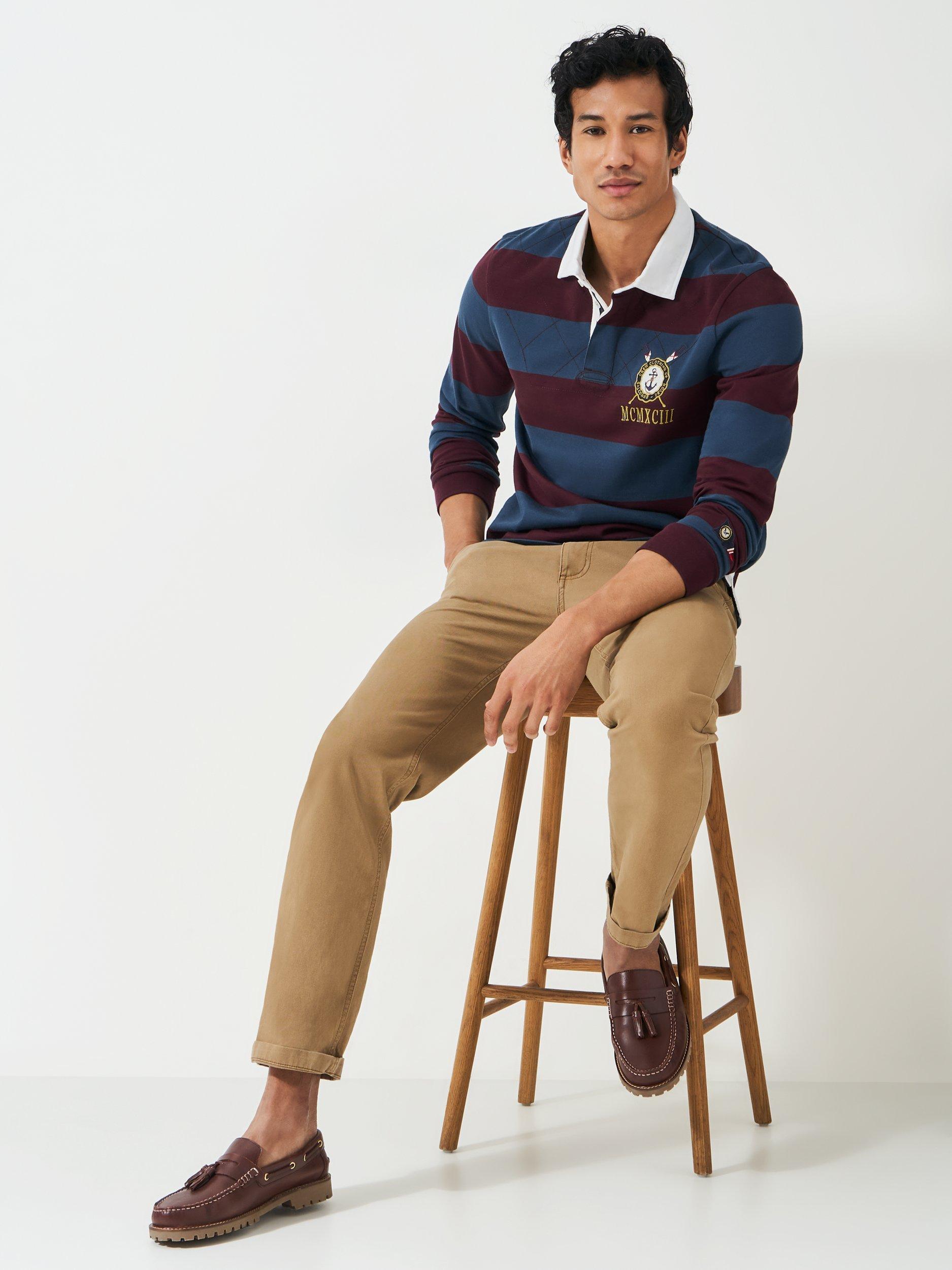 Product image 3 of 7, which shows Crew Clothing Callington Rugby Shirt, Blue, L